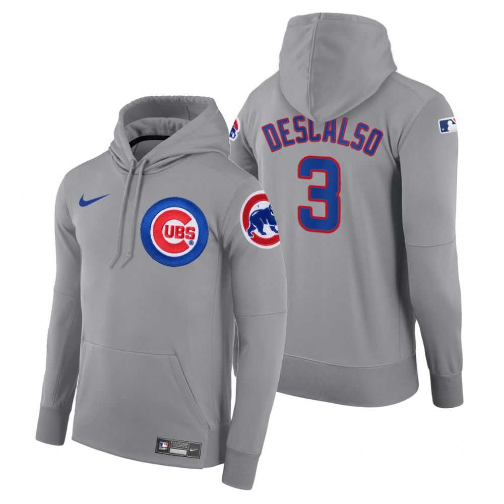 Men Chicago Cubs 3 Descalso gray road hoodie 2021 MLB Nike Jerseys